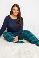yours pantalones pijama polares de cuadros azules y verdes