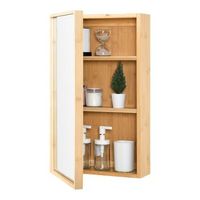 mueble de pared para bano con espejo ikorfat estantes ajustables bambu 61 x 35 x 14 cm natural encasa