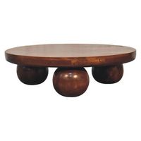 mesa de centro de bolas madera maciza muebles artesanales color castano