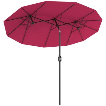Outsunny Sombrilla Doble para Jardín 295x152x222 cm on Inclinación de 45° y Manivela Manual para Terraza Balcón Piscina Rojo   Aosom España