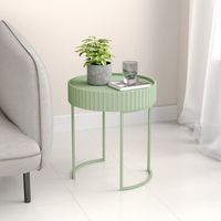 mesa auxiliar rill redonda metal 45xo40cm verde menta encasa