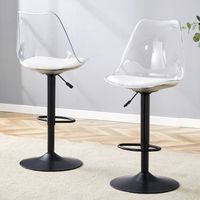 taburete de bar - set de 2 - ajustable y giratorio - metal y poliuretano - negro y transparente 457x533x100cm