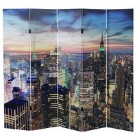 biombo separador de ambientes 5 secciones 30 led 180x200cm estampado nueva york par04021