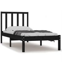 estructura de cama madera maciza de pino negro 75x190 cm