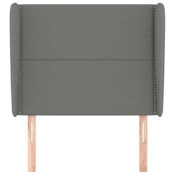 Cabecero Cama Mueble De Dormitorio Con Orejas De Tela Oscuro 103 X 23 X 118/128 Cm Gris M02_0003314