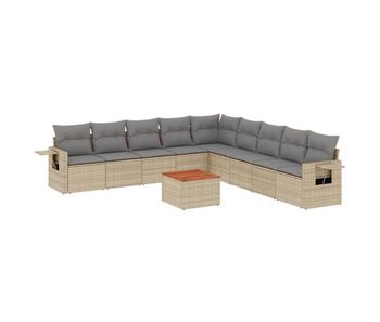 Vidaxl juego de sofás jardín con cojines beige 10 pzas ratán sintético