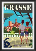 poster de viaje de grasse con marco negro 60x90cm