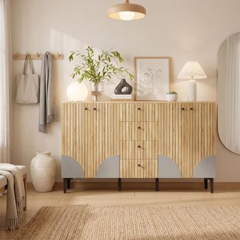 Armario de almacenaje de madera con 4 puertas y 4 cajones