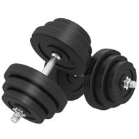 homcom juego de mancuernas pesas de fitness 40kg ajustable profesionales gimnasio domestico y musculacion con barra acero y discos   aosom espana