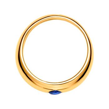 Anillo de bautizo de oro amarillo pulido 8k con zafiro
