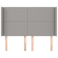 cabecero cama mueble de dormitorio con orejas de tela claro 147 x 16 x 118128 cm gris m020003215