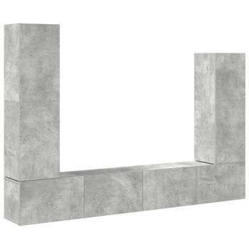 Set De 4 Uds Muebles Tv | Mueble De Salón | Armario Tv Madera Contrachapada Gris Hormigón