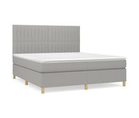 cama box spring con colchon tela gris claro 160x200 cm rayas verticales