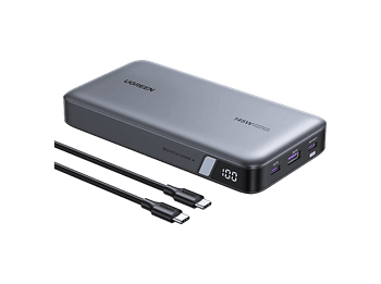 Batería externa - Ugreen UGR90597A, Universal, 25000 mAh, 145W, 2x USB-C, 1x USB-A, Gris