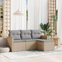 conjunto de sofas jardin con cojines 4 uds  mueble jardin mesa y sillas ratan sintetico beige cfw782158