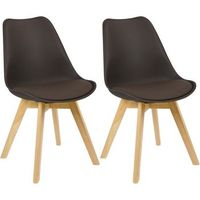 2 sillas para comedorcocinasala de estar diseno en piel sintetica y madera maciza color marron