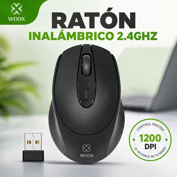WOOX Ratón Inalámbrico 2.4G con 3 Niveles DPI Ajustable (1000/1200/1600) - Alcance de 10m, Receptor USB Nano, Diseño Ambidiestro para Oficina, Compatible con Windows y Mac