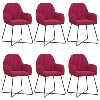 Sillas De Comedor 6 Uds. Terciopelo Rojo Vino 55 X 50 X 84 Cm Vidaxl