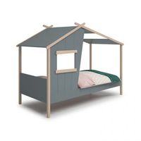 cama infantil con diseno de cabana 103x2155 cm hutbed verde salvia - oak soft 2155 x 1585 x 103 cm