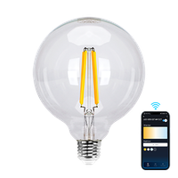 aigostar bombilla led inteligente bombilla alexa led vintage g125 transparente tipo globo 6w 850lm e27 regulable calida a fria 2700k a 6500k compatible con alexa y google home