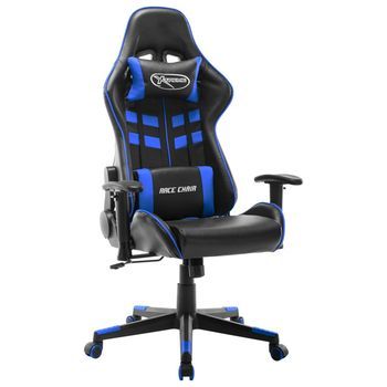 Silla De Gaming De Cuero Sintético Negro Y Azul Vidaxl