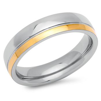 Anillo de acero inoxidable parcialmente dorado 5 mm