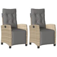 pack 2 uds sillon reclinable jardin  silla de jardin reposapies ratan pe beige mezcla