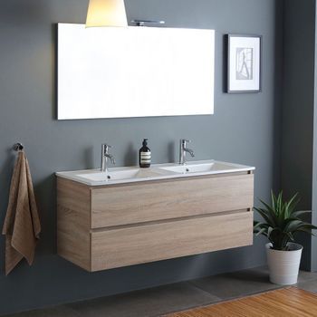 Lavabo Doble Mural Con Cajones Roble Natural 120cm | Berlín