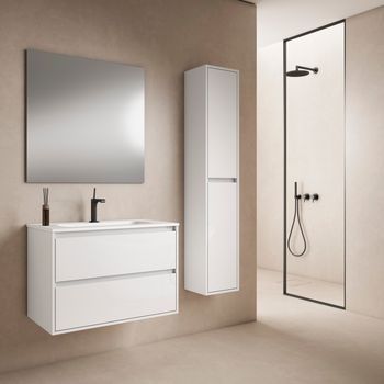 Mueble Jade 80 Cm 2c, Blanco Brillo. Pack Mueble + Lavabo.