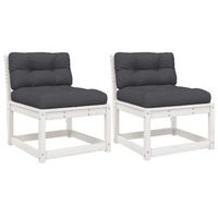 2 uds sofas de jardin  sofa de exterior con cojines madera maciza de pino blanco