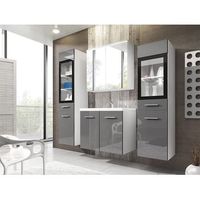 conjunto de muebles de bano madrid ii juego de muebles de bano lavabo incluido con iluminacion led color blancogris brillo