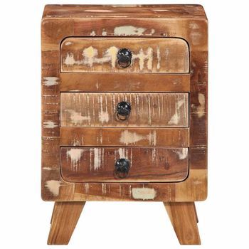 Mesita De Noche | Mesilla De Noche 37x32x50 Cm Madera Maciza Reciclada