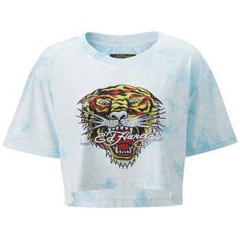 Ed Hardy Camiseta Los Tigre Grop Top Turquesa para mujer