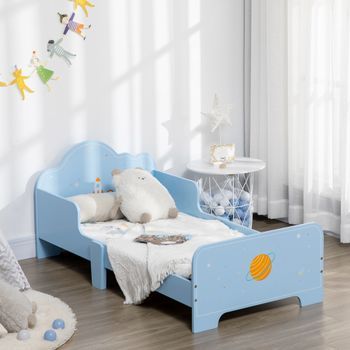 Cama Para Niños De 3-6 Años Con Barreras De Protección Azul Zonekiz