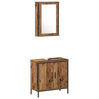 juego de muebles de bano  armario de bano 2 piezas marron madera contrachapada