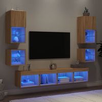 8 uds muebles tv pared  mueble de salon  armario tv con led madera ingenieria roble sonoma cfw781076