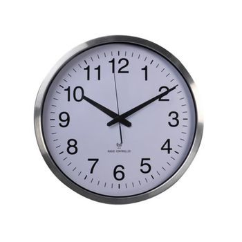Reloj De Pared Blanco Y Plateado 50 Cm Perel