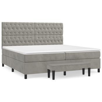 Cama Tapizada 203x200x128 Cm Contrachapado, Madera Procesada - Gris