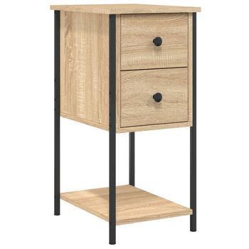 Mesita De Noche | Mesa Auxiliar | Mesilla Madera De Ingeniería Roble Sonoma 32x42x70 Cm