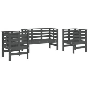 Conjunto De Muebles De Jardín 3 Uds | Mesa Y Sillas Madera Maciza De Pino Gris