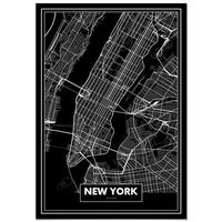 panorama cuadro de aluminio mapa negro de nueva york 70x100 cm