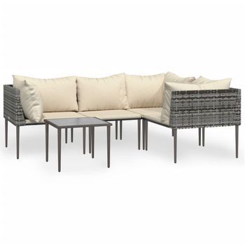 Set De Muebles De Jardín 5 Pzas Y Cojines Ratán Sintético Gris Cfw653799