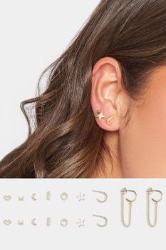 Juego 8 Pares De Pendientes Dorados Diseños Surtidos