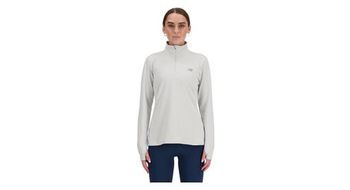 Camiseta new balance sport essentials space dye gris 1 4 zip mujer