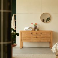 mueble de almacenaje de teca maciza 145 cm