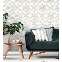 papel pintado vinilico ecologico geometrico moderno blanco y gris claro - monaco 679835 de gaulan - rollo de 10 m x 053 m