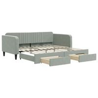 sofa cama  cama para adulto  sofa convertible nido con cajones terciopelo gris claro 100x200 cm