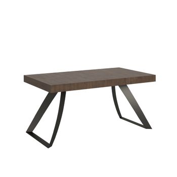 Mesa extensible 90x160/264 cm efecto madera nogal, hierro