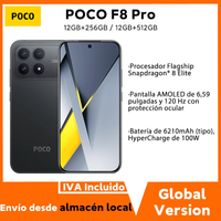 version global poco f8 pro procesador snapdragon 8 elite smartphone pantalla hyperrgb de 659 y 120 hz bateria de 6210 mah carga rapida hypercharge de 100 w ip68 telefono poco
