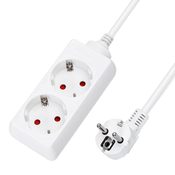 Aigostar Regleta alargador de 2 enchufes con cable de 5 metros,color blanco